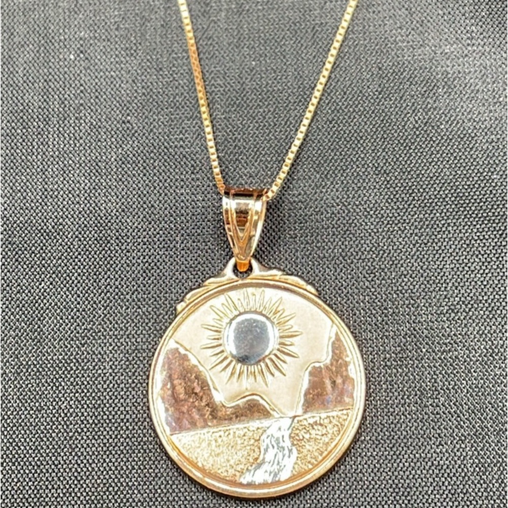 14kt Rose Gold Michael Anthony charm on 14kt Rose Gold 26 inch box chain.